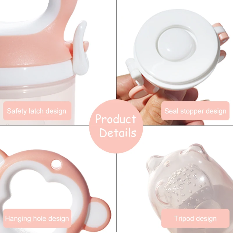 BPA Free Monkey Shape Silicone Baby Fresh Food Fruit Feeder Hot Food Grade Silicone Cute Style for Feeding