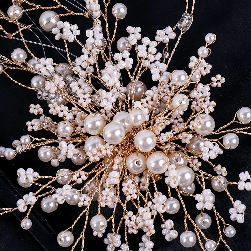 3 Pcs/set Fashion Women Long Crystal Pearl Hair Band Earrings Set Bride Wedding Dress Accessories Headwear Earring Pendent