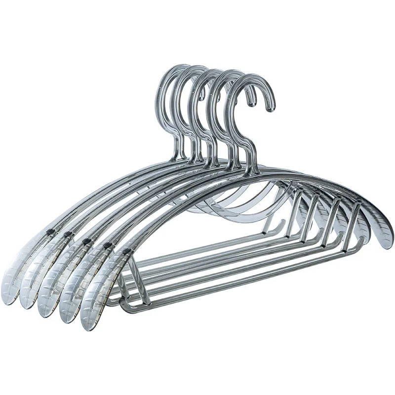 Lindon Modern Design Clear Plastic Transparent Hangers with Wide Shoulder Non-Slip Pant Bar Multifunction Crystal Clothes Hanger