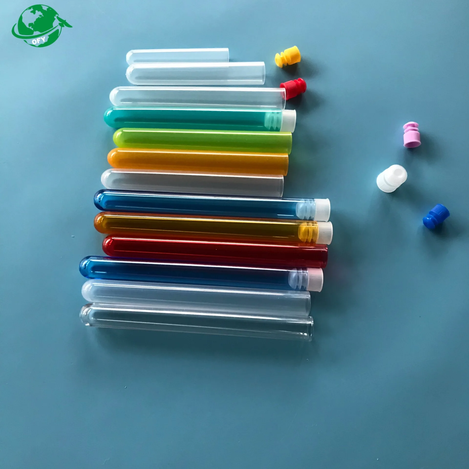 Lab Testing Use Round Bottom colored plastic test tube with top or without cap