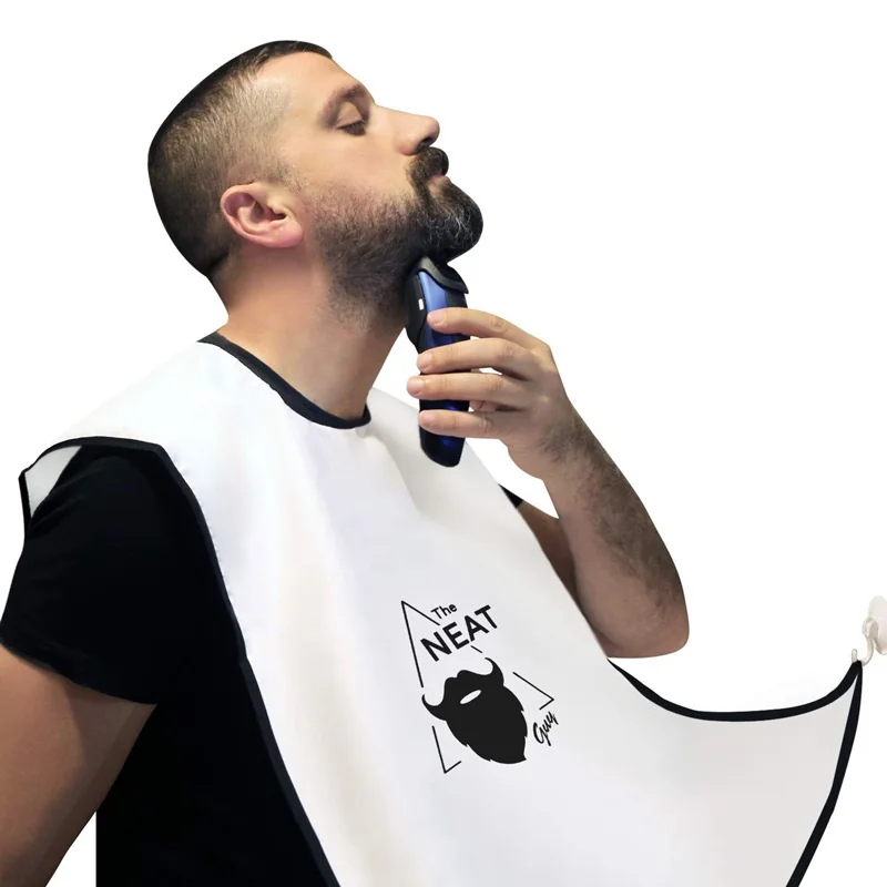 Barbe Shop Men Polyester Taffeta Trimming Shaving hair beard bib Catcher Apron Customize Logo Beard Apron