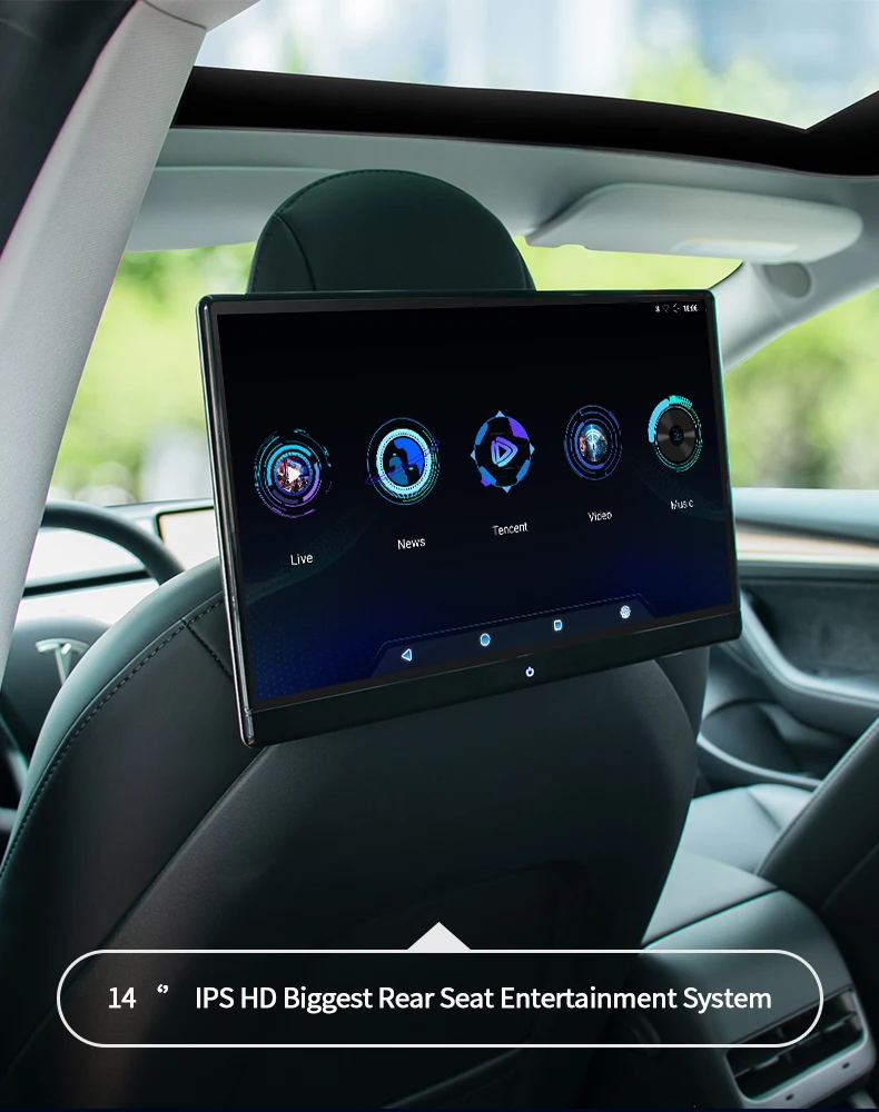 Universal car Rear seat tv video player 14 inch 8K IPS android car headrest screen back seat monitor