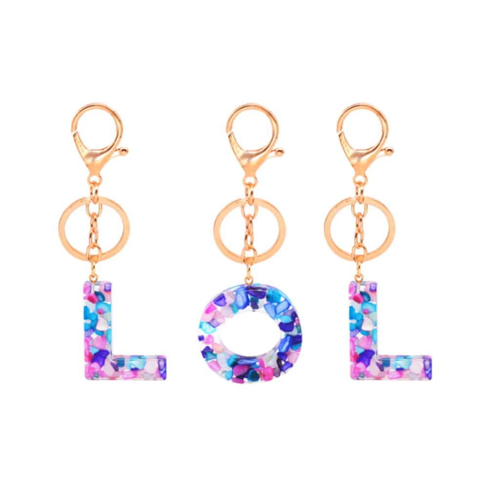 Wholesale Beautiful Resin Letters Keychain Initial Keyrings for Men and Women