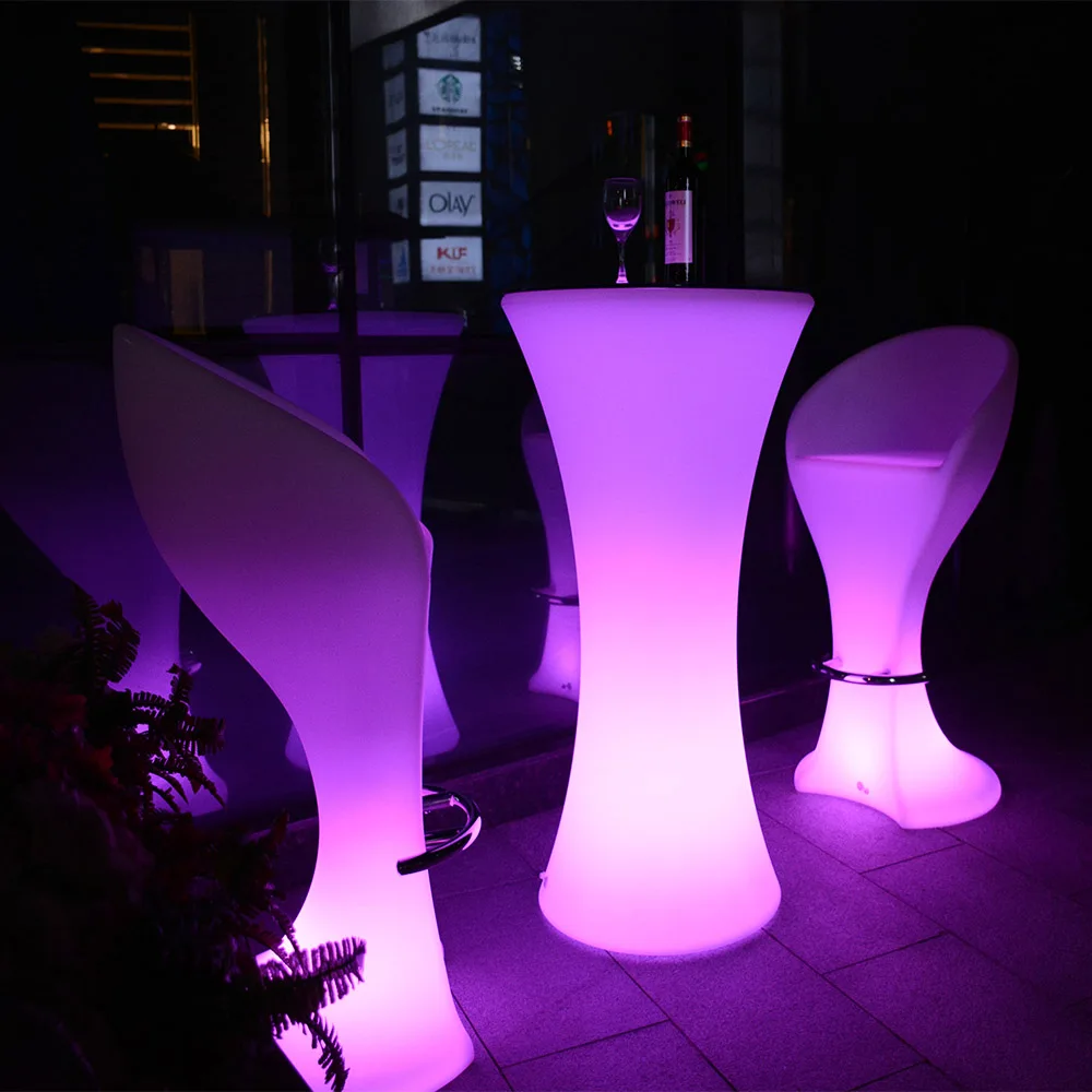 outdoor restaurant garden patio event party lounge cube seats plastic furniture led bar chairs and tables stools set