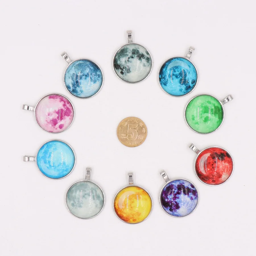  Luminous Glow In Dark Moon Pendant Space Star Galaxy Universe