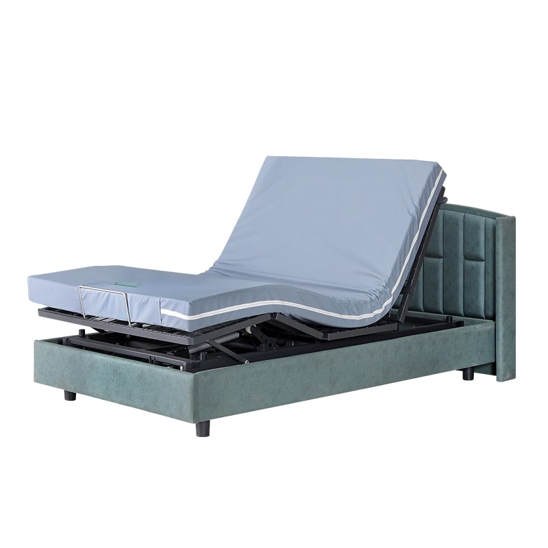 Modern Intelligent Home Bed with Remote Control Height Adjustment Made of PU Material and Metal for Living Room