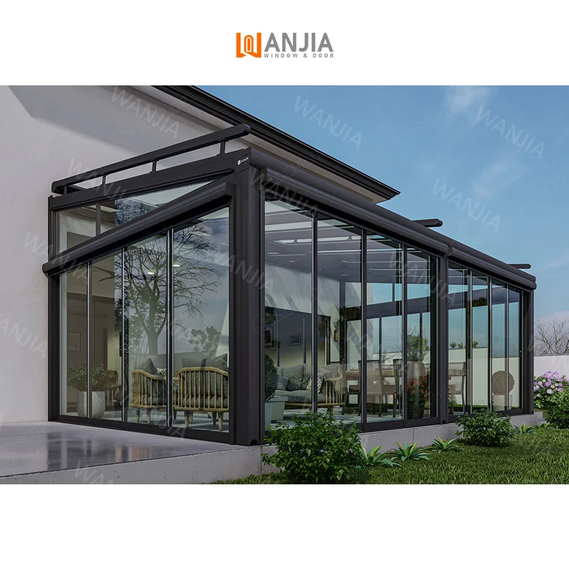 Industry Leader New Arrival Glass House Conservatory Villa Exterior Four Seasons Room Aluminum Sunroom Soundproof Sunroom