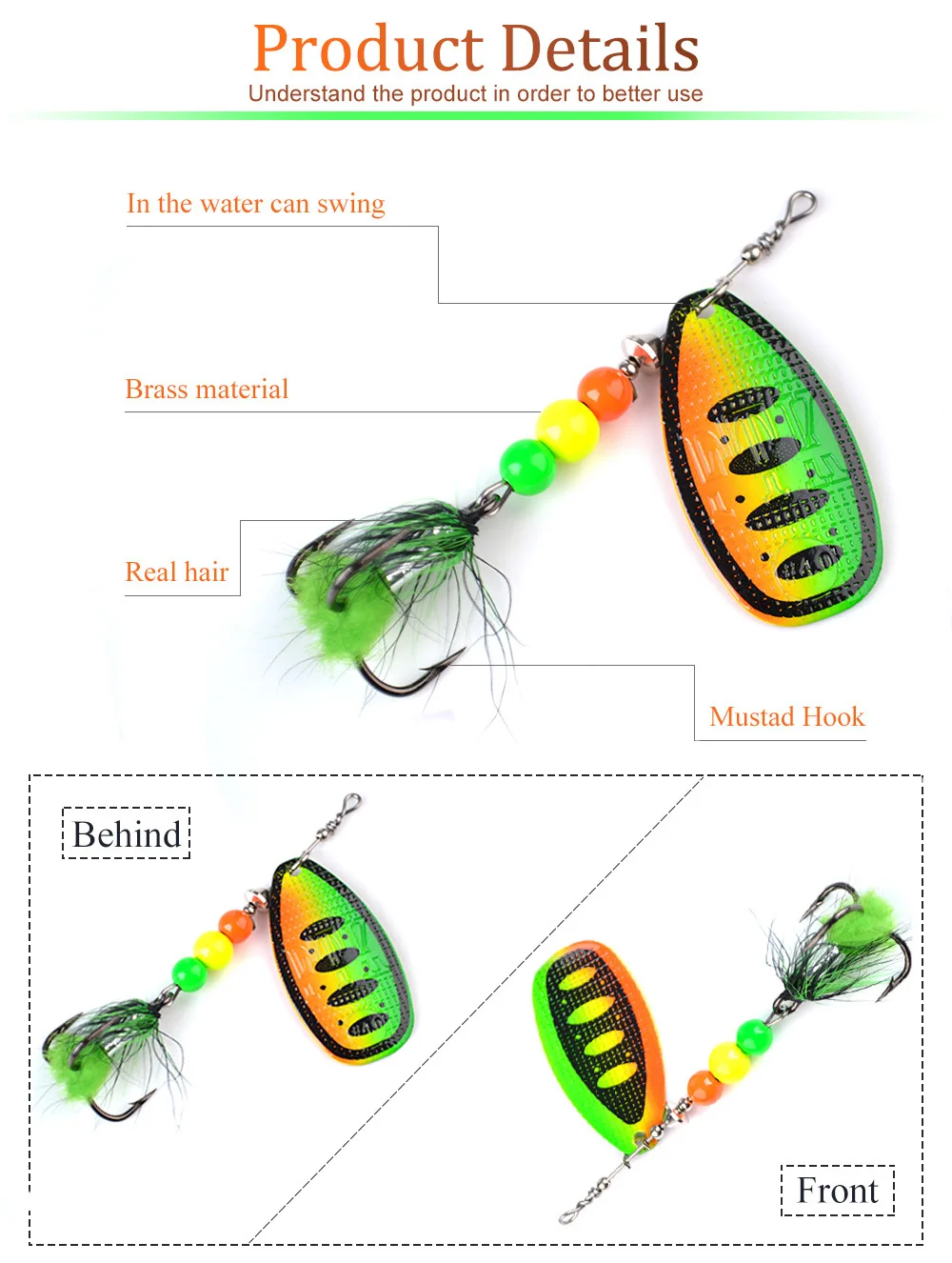 Compound Spinning Sequin  Lures with Triple Anchor Hooks Bionic Hard Baits Wholesale Hair Bait Metal Lures