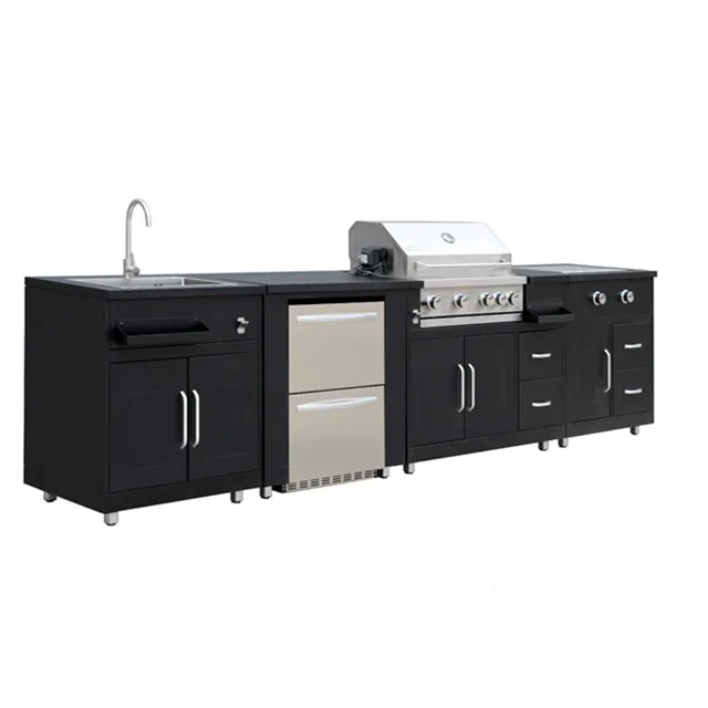 Hyxion 6 Piece Kitchen Outdoor Freestanding Bar Center Outdoor Kitchen Module Island