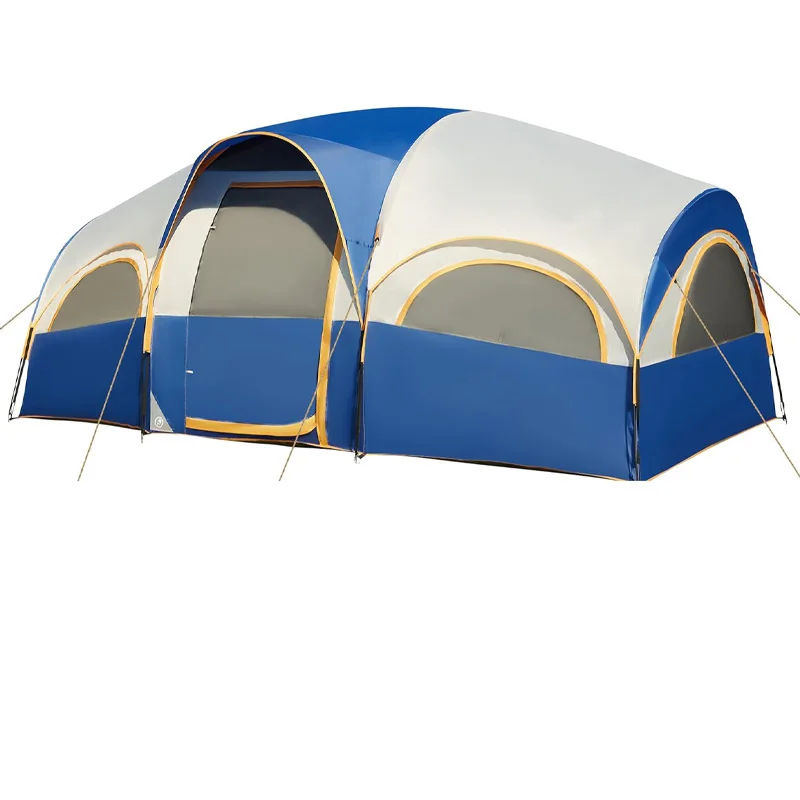 8-Person Waterproof Windproof Family Tent Rainfly Divided Curtain Design Portable Carry Bag Outdoor Camping Enhanced Privacy