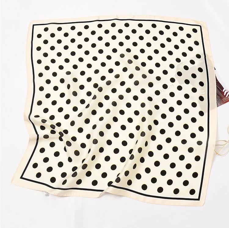 ZP Chinese Wholesale Unique Design Red Polka Dot Print Square Satin Silk Scarf