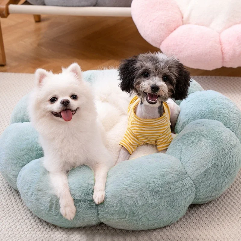 Cat Bed Mats Soft Plush Flower Shaped Kitten Cat Puppy Dog Bed Mat Pet Sleeping Blanket Pad Washable Cozy Sofa Pet Supplies