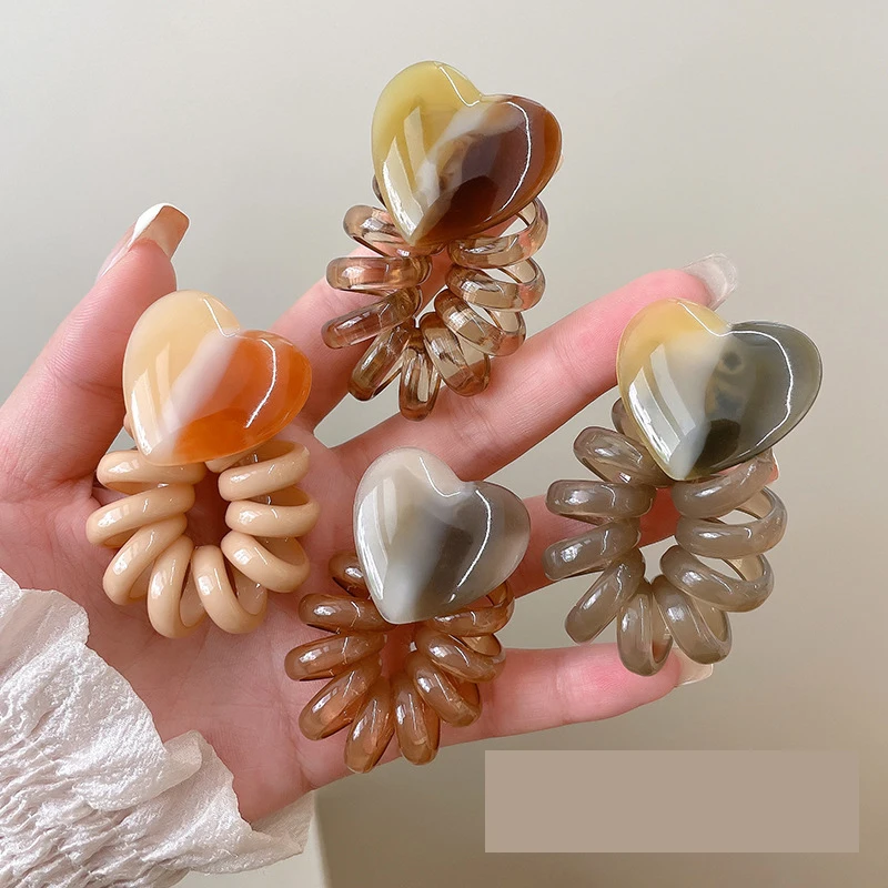 Wholesale Popular Braided Telephone Line Hair Ties Scrunchie Heart Bowknot Elastics Elastic Rope Ponytail Hair Accessories