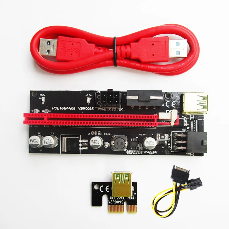 VER 009S Майнинг биткоинов Molex SATA питание PCI-Express Райзер PCI-E x1 x16 GPU PCIE карта