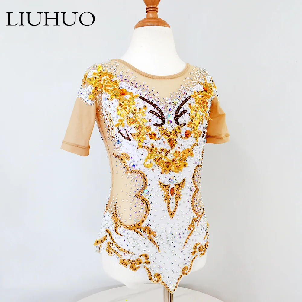 LIUHUO Custom Rhythmic Gymnastics Leotards Manufacturers Direct Sales Artistic Gymnastics Wear Competition Clothes Yellow