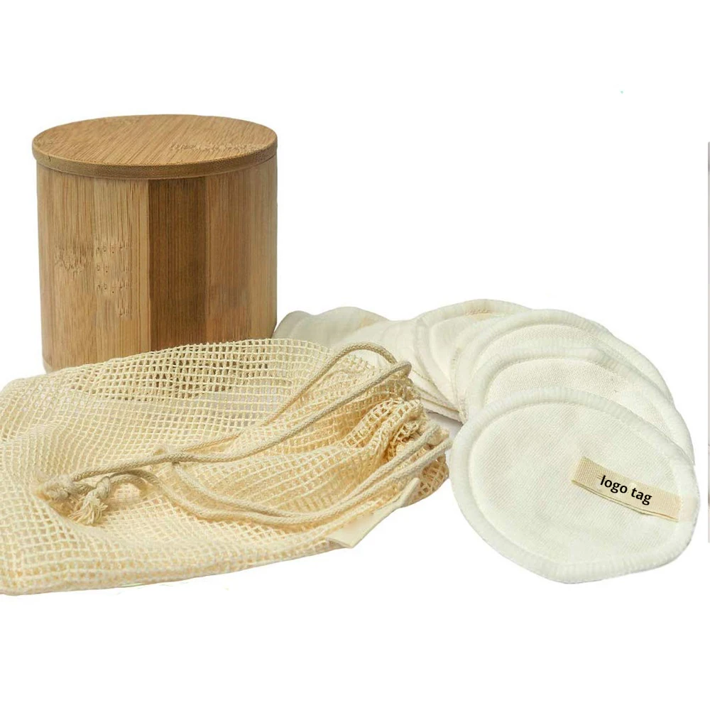 Лидер продаж Amazon, стильные многоразовые бамбуковые прокладки для снятия макияжа, очищающее средство для лица, бамбуковые прокладки для снятия макияжа, многоразовые ватные прокладки