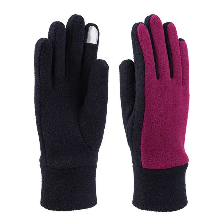 Fur Lined Anti-slip Black Grey Unisex Sport Touch Screen Winter Waterproof Gloves Cycling Gloves