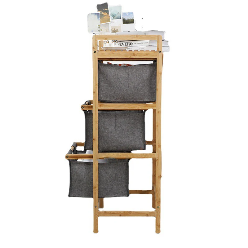 Good Price Bamboo Fabric Hotel Household Storage Organizer Frame Three-tier Drawer Rack