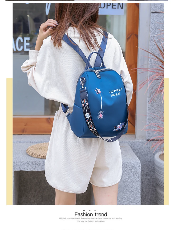 Women new style fashion minimalist travel fabric for oxford female hydration embroidered pattern sheet backpack women bag