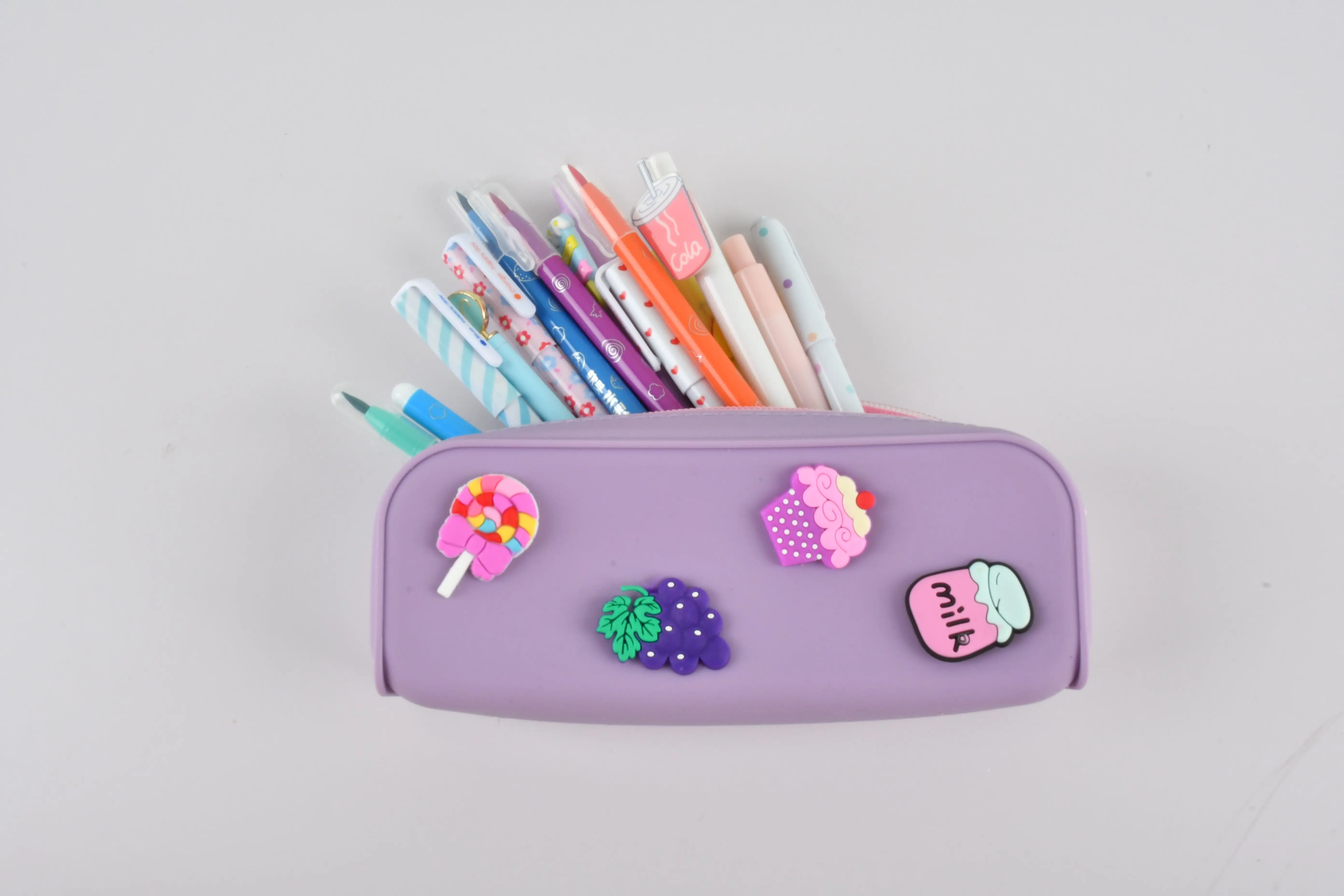 Large Capacity Fancy Custom Cute DIY Rubber Silicone Croc Charm Pencil Case Pouch for Kids
