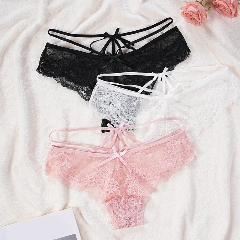 Wholesale Women Lace Sexy Low Waist Transparent Breathable Young Girls Briefs Lingerie Underwear Panties