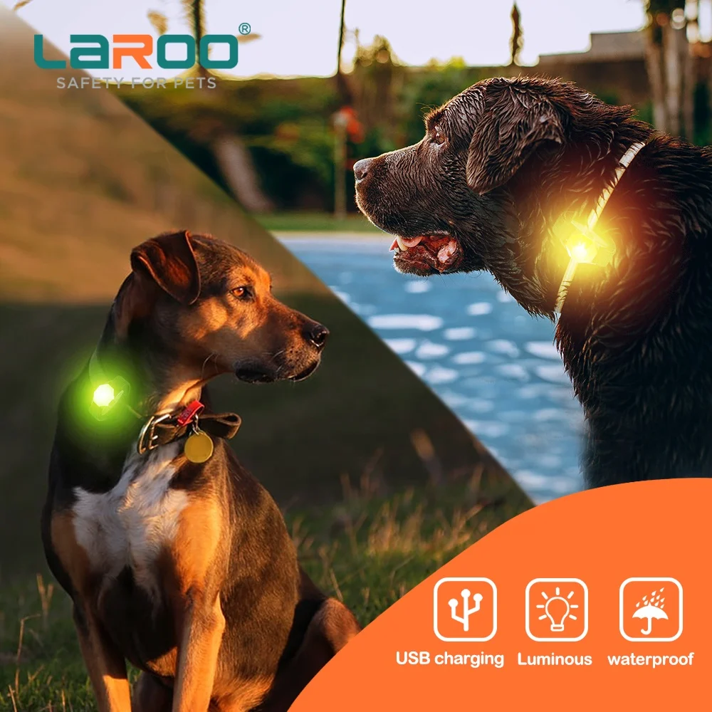 LaRoo High Quality best Price Usb Rechargeable Light Up Flashing Glowing Adjustable Led Pet Dog Collar