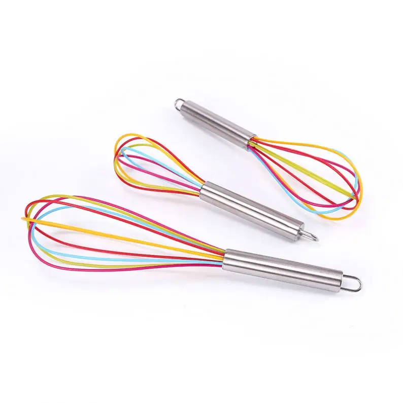 H173 Kitchen Baking Cooking Tools Manual Food Grade Silicone Eggs Blender Whisk Silicone Handle Egg Beater