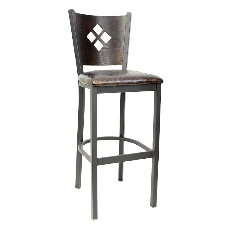 Metal Banquet Bar Chair With Wood Back Leather Seat in restaurant bar metal chair in dinning room iron chair for kitchen
