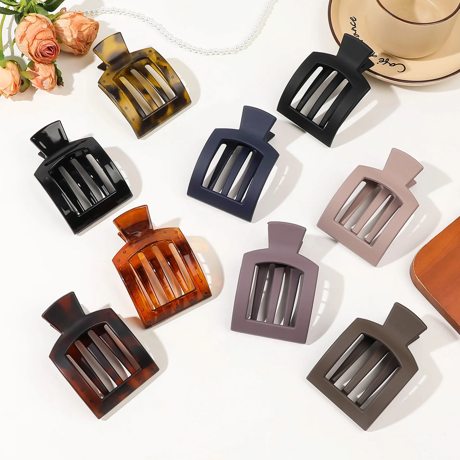 Wholesale Hot Selling Duckbill Hair Clip 9cm Plastic Matte Flat Square Ponytail Accessories for Women