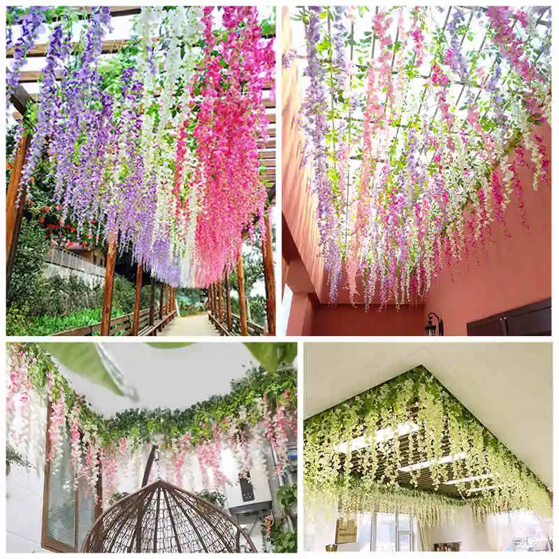 artificial hanging wisteria flowering plants of natur decorations for home decor backdrop wedding bridal flower vine