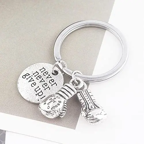 Mini Boxing Glove Keychain Boxer Fan Sport Lover Gift Inspirational Key chains Charm Keyring Never Never Give Up Boxing Key Ring