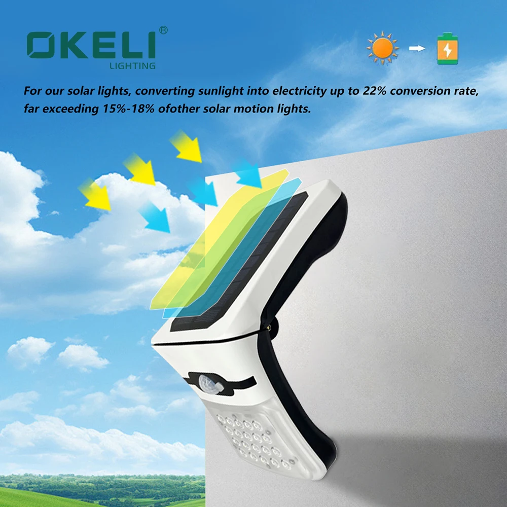 Outdoor Waterproof Remote Control 2835 SMD Solar Wall Light For Garden Courtyard Villia