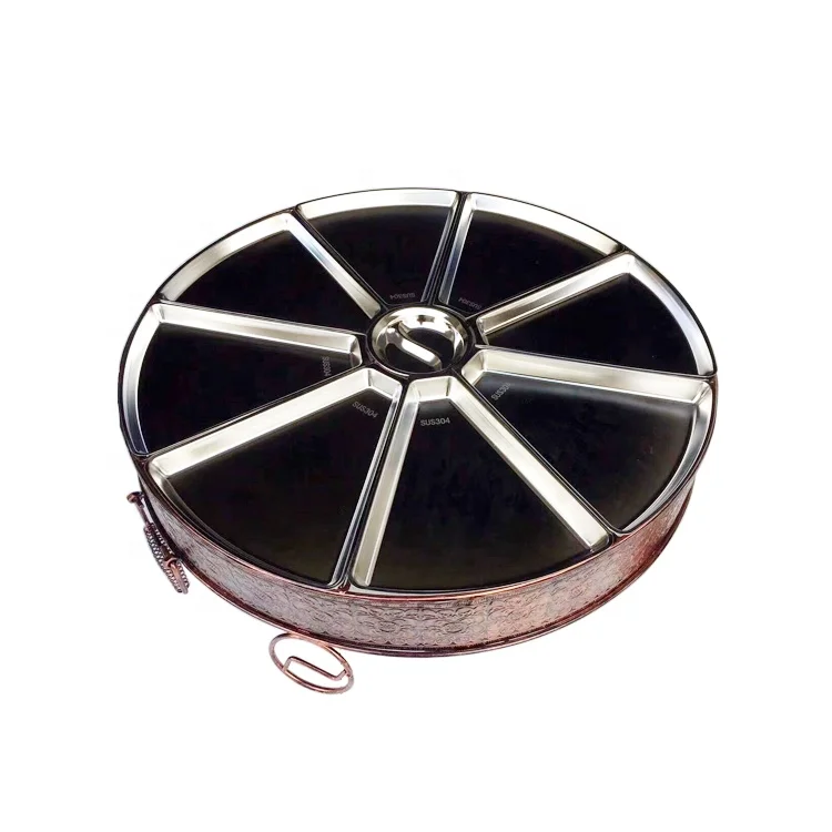 
18/8 Stainless steel 9 pcs dinner food plate sauce dish sets with rack serving for birthday/Christmas/holiday party restaurant 