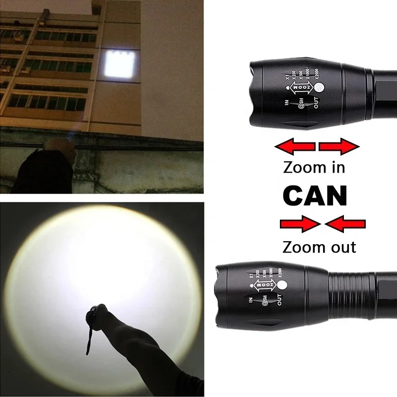 High Power Camp Waterproof Flash Light Set LED Rechargeable Tactical Torches Telescopic Tochlight Flashlight