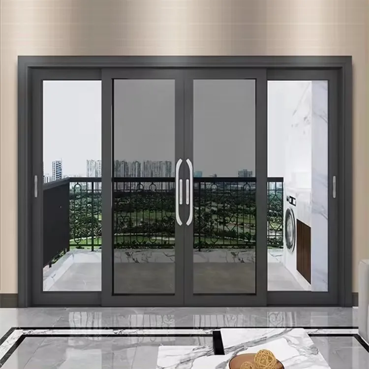 Modern design interior room french style aluminum frame laminated glass grill insert sliding door for livingroom