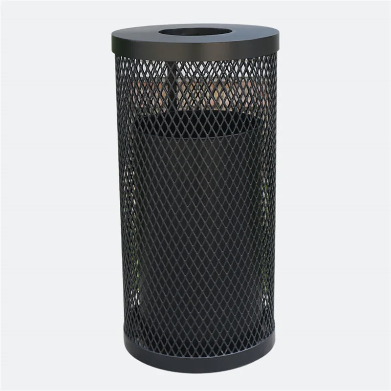 outdoor expanded metal mesh garbage container trash can outside garden street recycle waste bin patio commercial steel dustbin