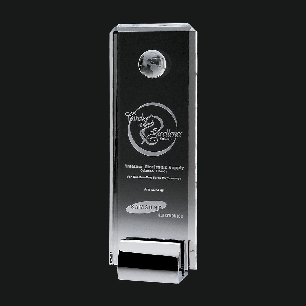 2016 Best quality plexiglass clear glass trophy award