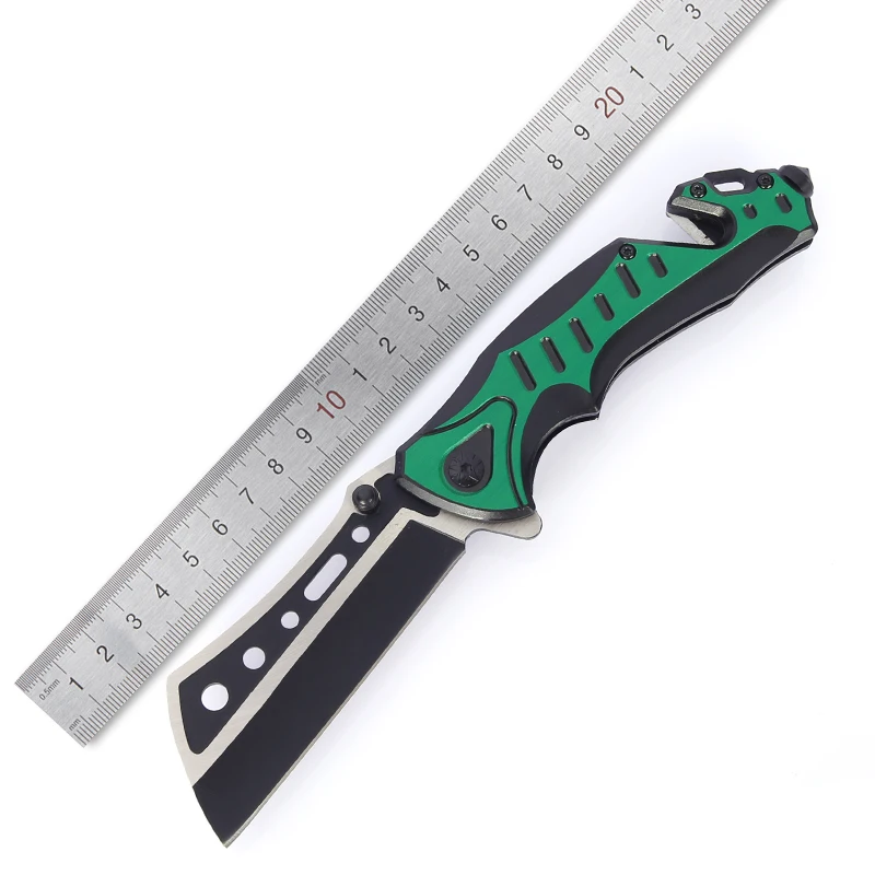 2023 new style Self defense folding knife with Titanium TPR handle pocket knives for hunting survival camping tactical