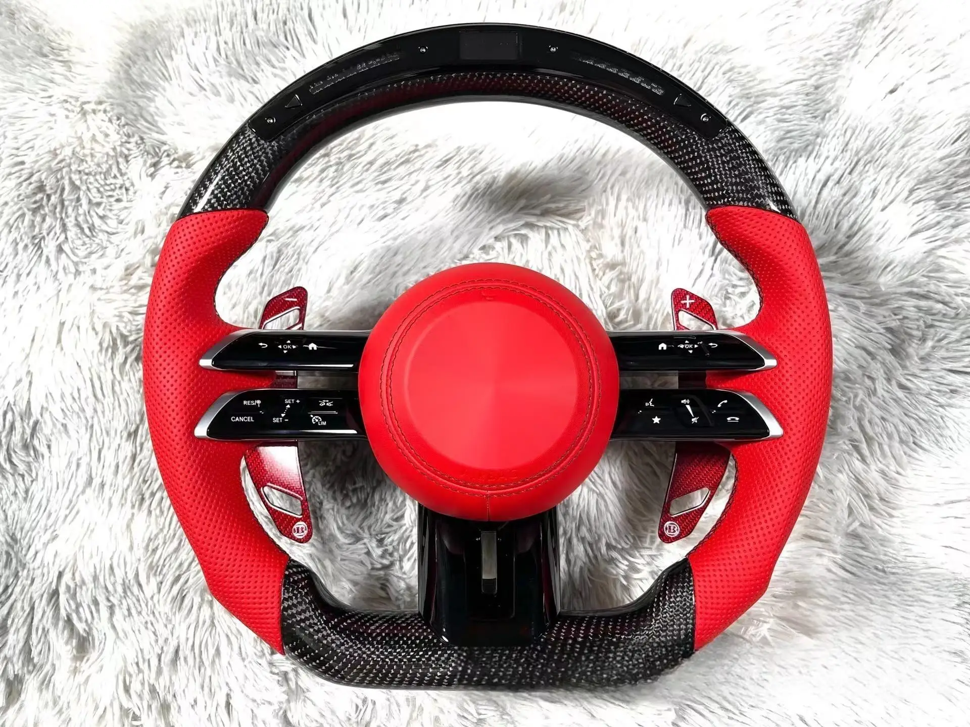 FOR Custom Leather Car Steering Wheel Fit Mercedes Benz A Class E Class S Class AMG GT GLE CLA Carbon Fiber Steering wheel