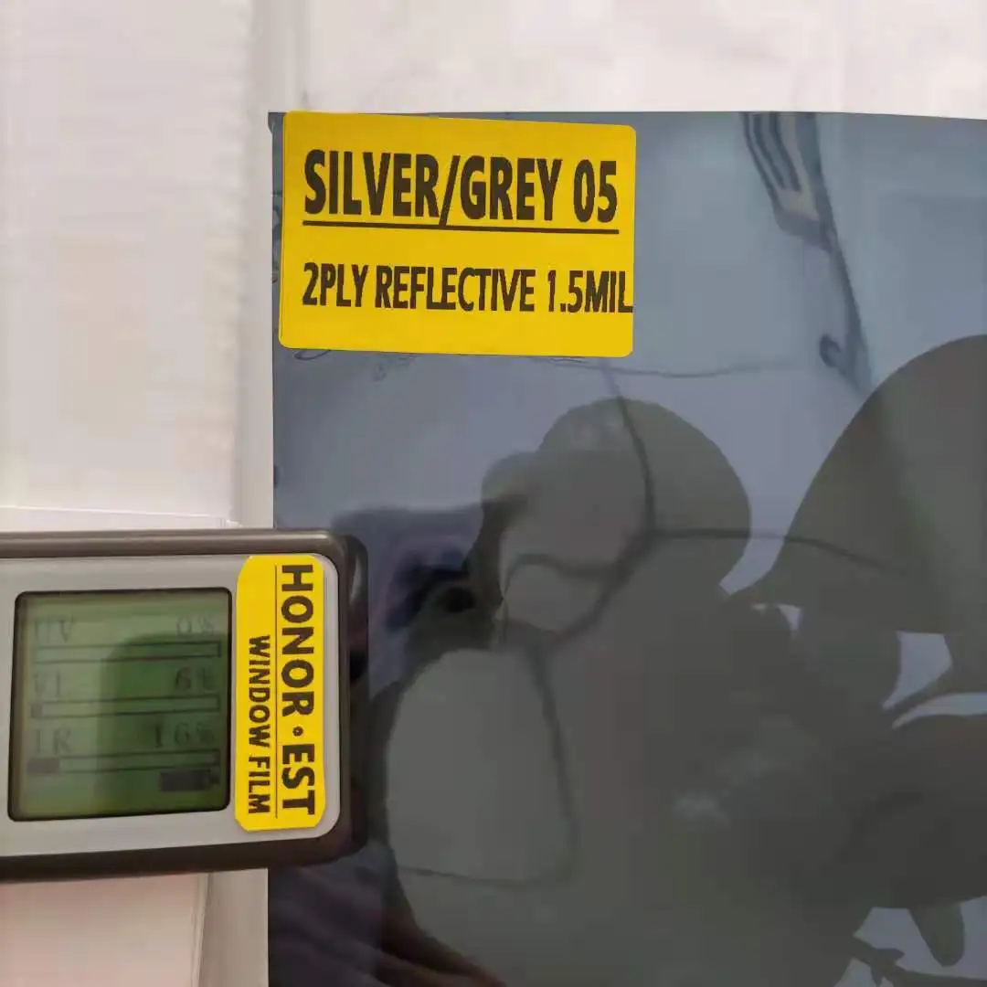 SILVER/GREY 05 VLT 10% IR CUT 75% BUILDING GLASS ARCHITECTURE COMMERCIAL RESIDENTIAL SILVER REFLECTIVE ARCHITECTURE FILM