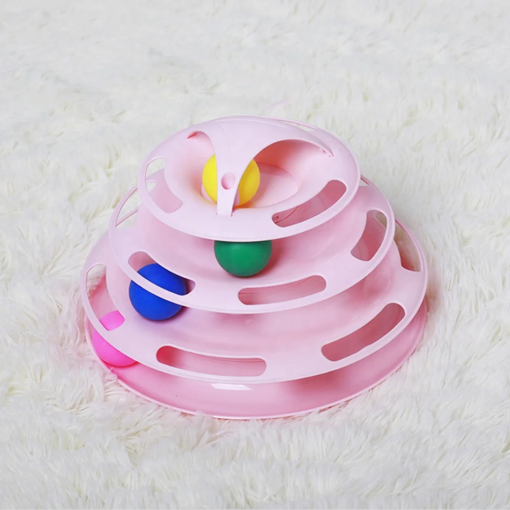 2020 Funny 4 Layers Interactive Turntable Circle Track Plastic Disk Moving Balls Kitten Cats Pet Toys