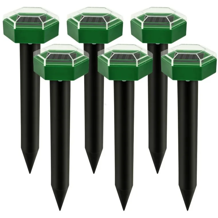 SMR03 Solar Mole Repellent Stakes Solar Powered Snake Gopher Deterrent Spikes Waterproof Solar Rodent Voles Gopher Repeller