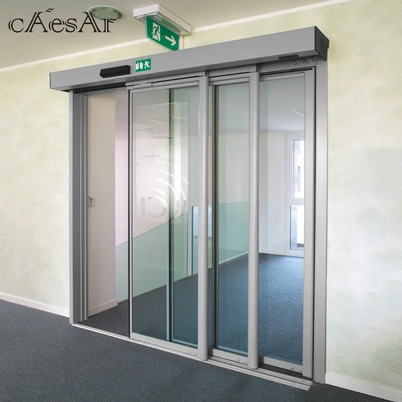High quality glass automatic telescopic sliding door system for 3 doors