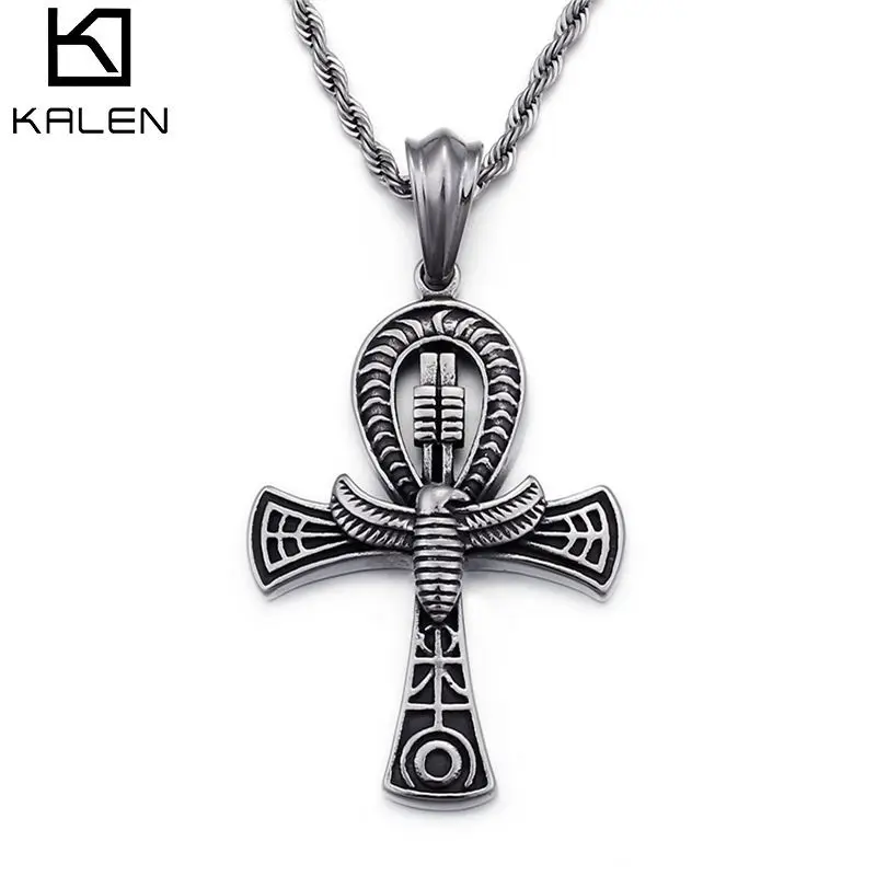 KALEN Vintage Stainless Steel Eagle Cross Pendant For Men