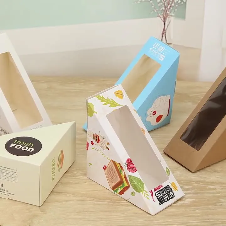 Wholesale custom design food level ink printing korean sandwich box packaging sandwich to go box with clear lid