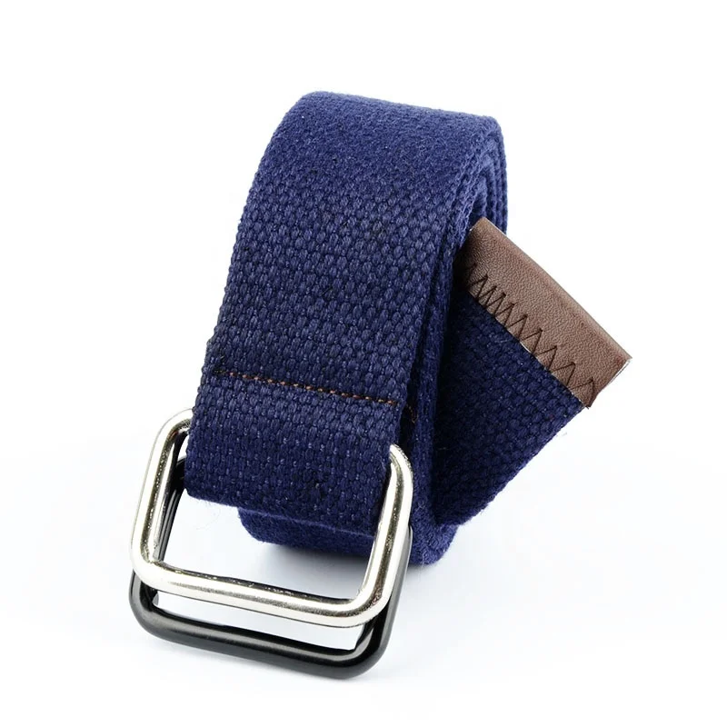 Fashion Double D Ring Buckle Men Women Student Webbing Canvas Belt without Holes