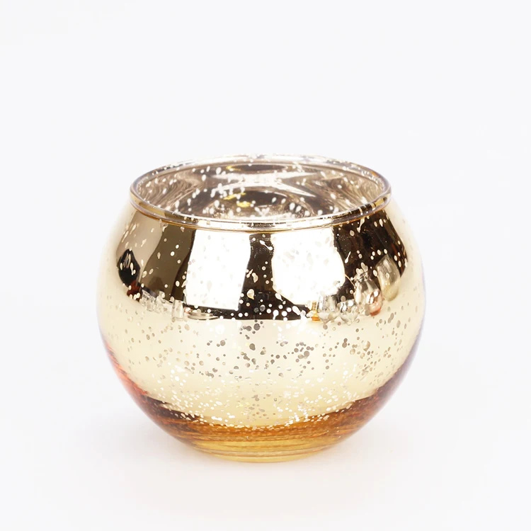Wholesale colorful electric dot handmade glass round ball candle cup