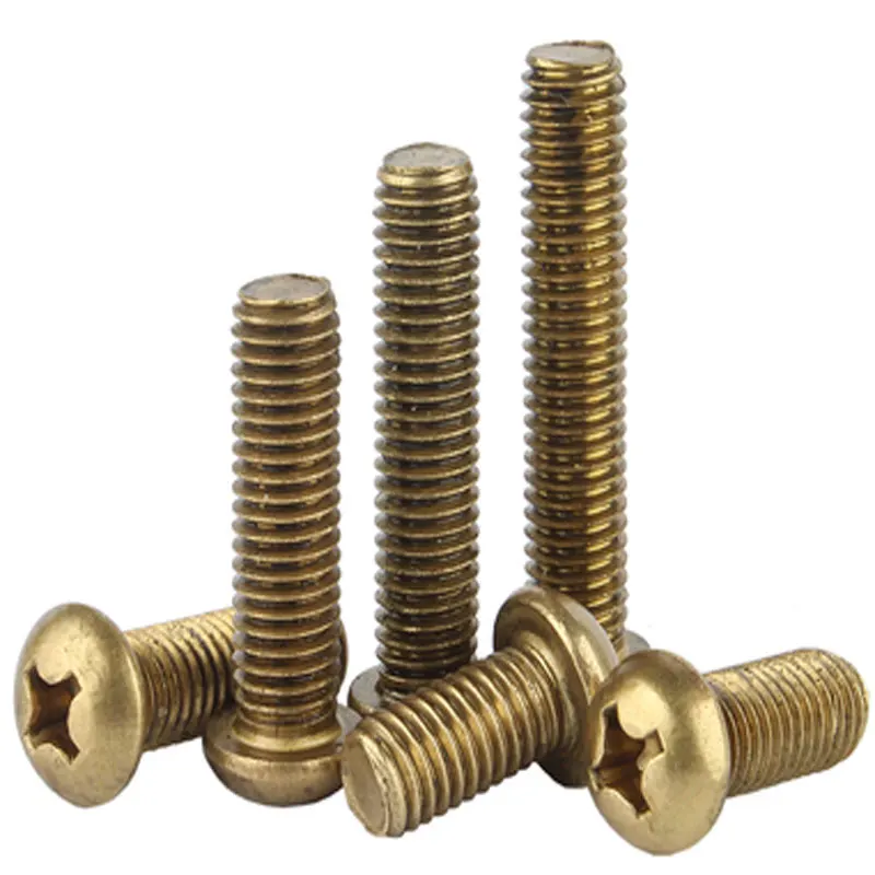 Hot Sale M4 M5 M6 M8 Brass H59 H62 Copper Bronze Cross Recess Hexagon Slotted Button Head Bolt DIN7985 ISO7380 DIN85