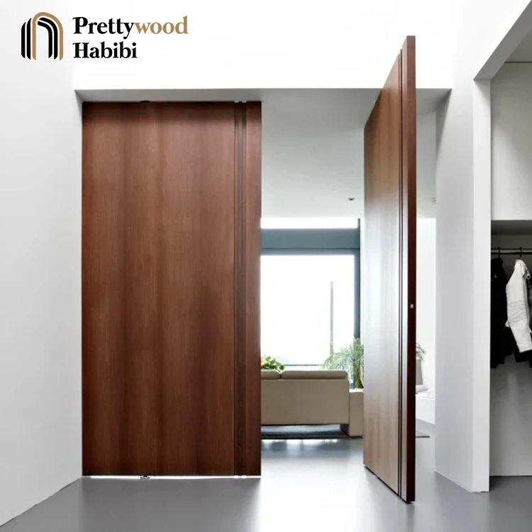 Скрытые петли Prettywood бескаркасные утопленные из массива красного дерева двойная вращающаяся внутренняя Поворотная дверь