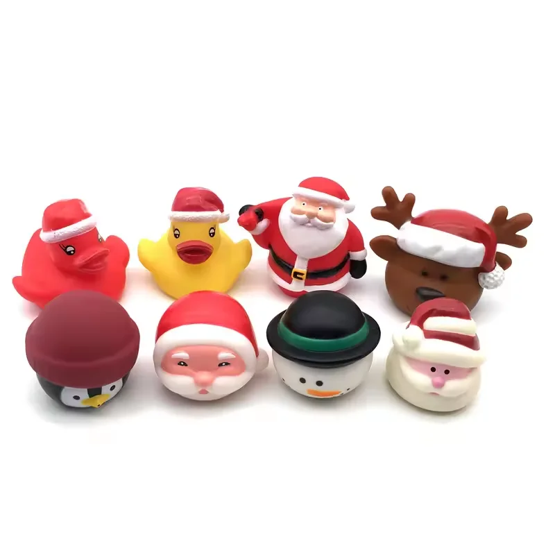New decorative accessories Santa Claus reindeer plastic rubber bath toys Christmas gift for kids baby